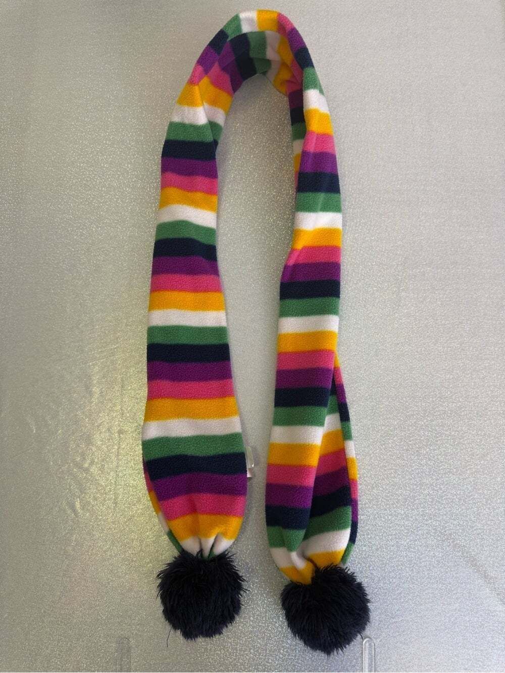 GAPKids scarf Pom Poms Multi-Stripe Pom Scarf - Pink, Yellow, Green fleece